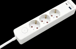 3 stikdåse med USB og afbryder