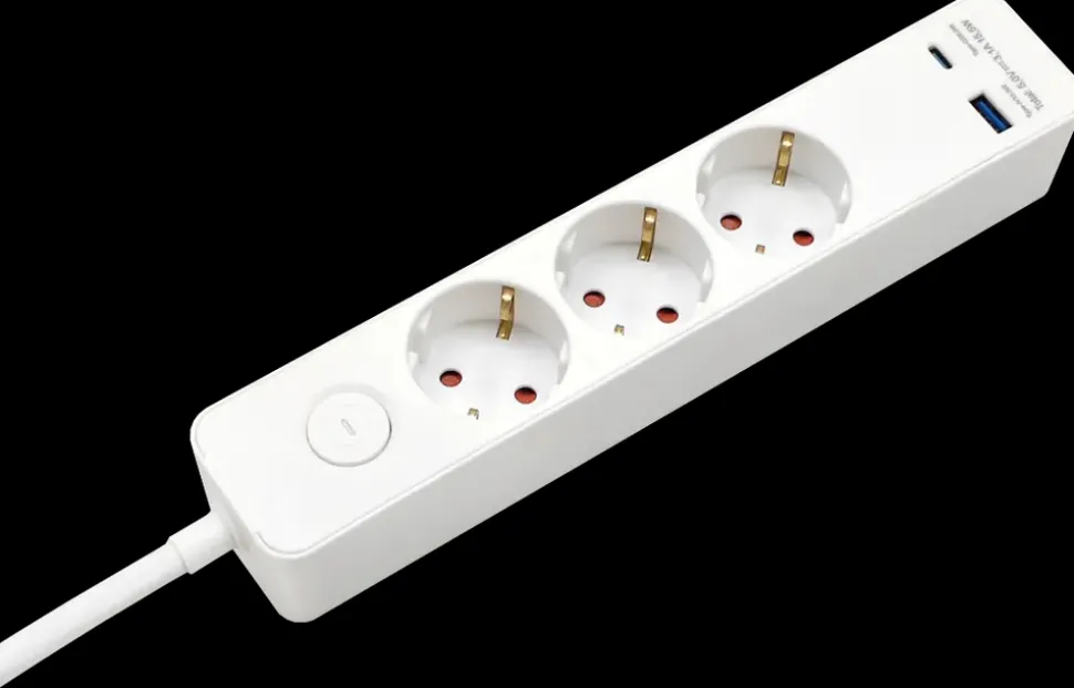 3 stikdåse med USB og afbryder