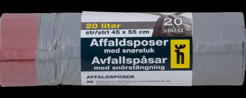Affaldspose med snøreluk 20 L