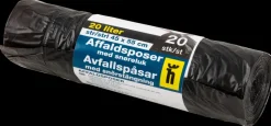 Affaldspose med snører 20 liter - sort