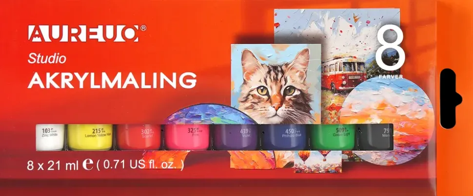 Akrylmaling 8 x 21 ml - klassisk
