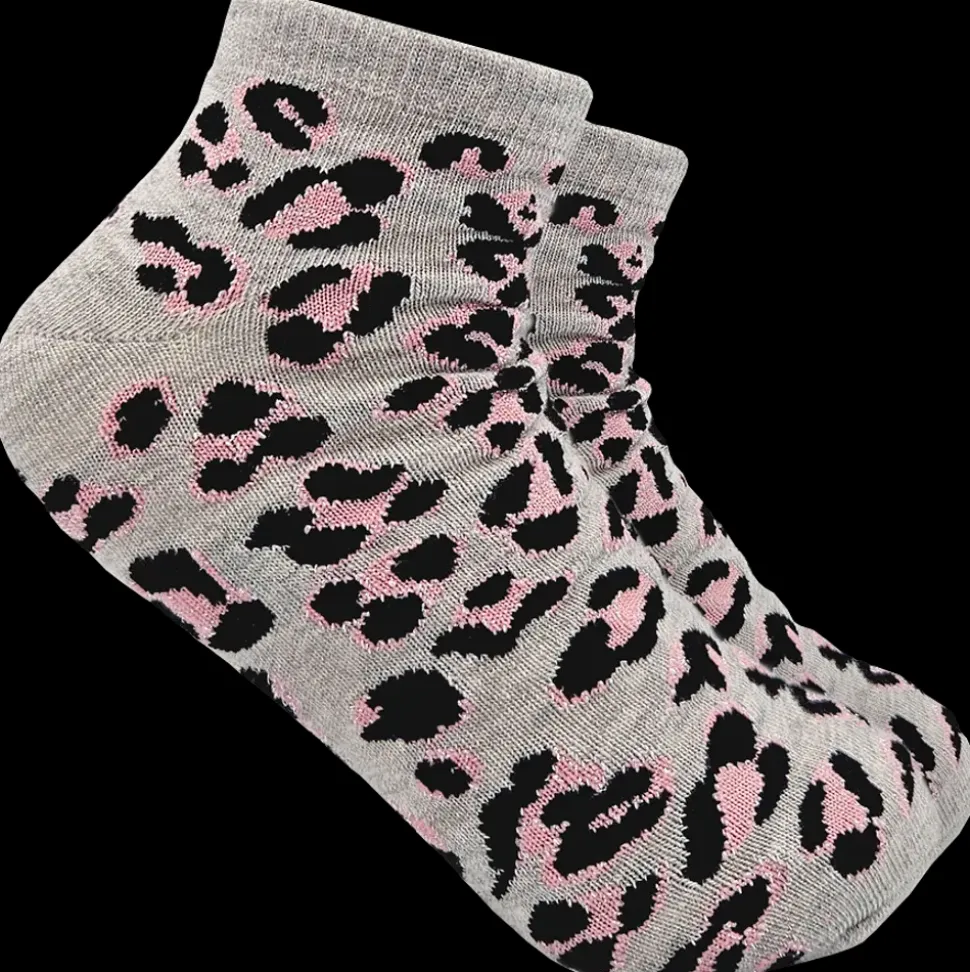 Ankelsokker med leopardprint - Grå