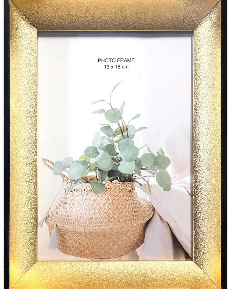 Billedramme guld/sort - 13 x 18 cm