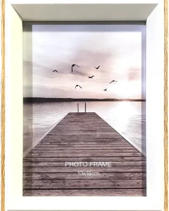 Billedramme hvid/natur - 13 x 18 cm