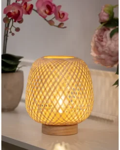 Bordlampe bambus flet - H20 cm