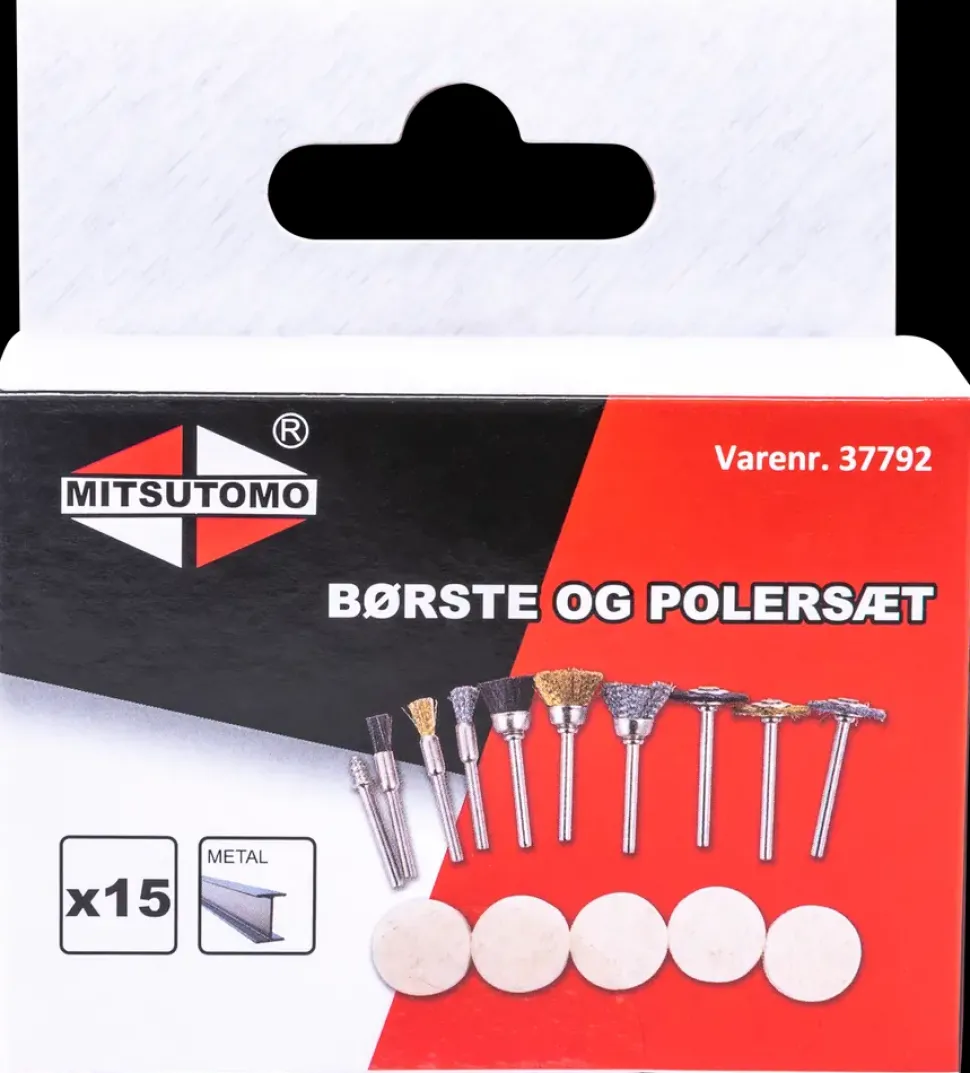 Børste- og polersæt Ø3 mm 15 dele