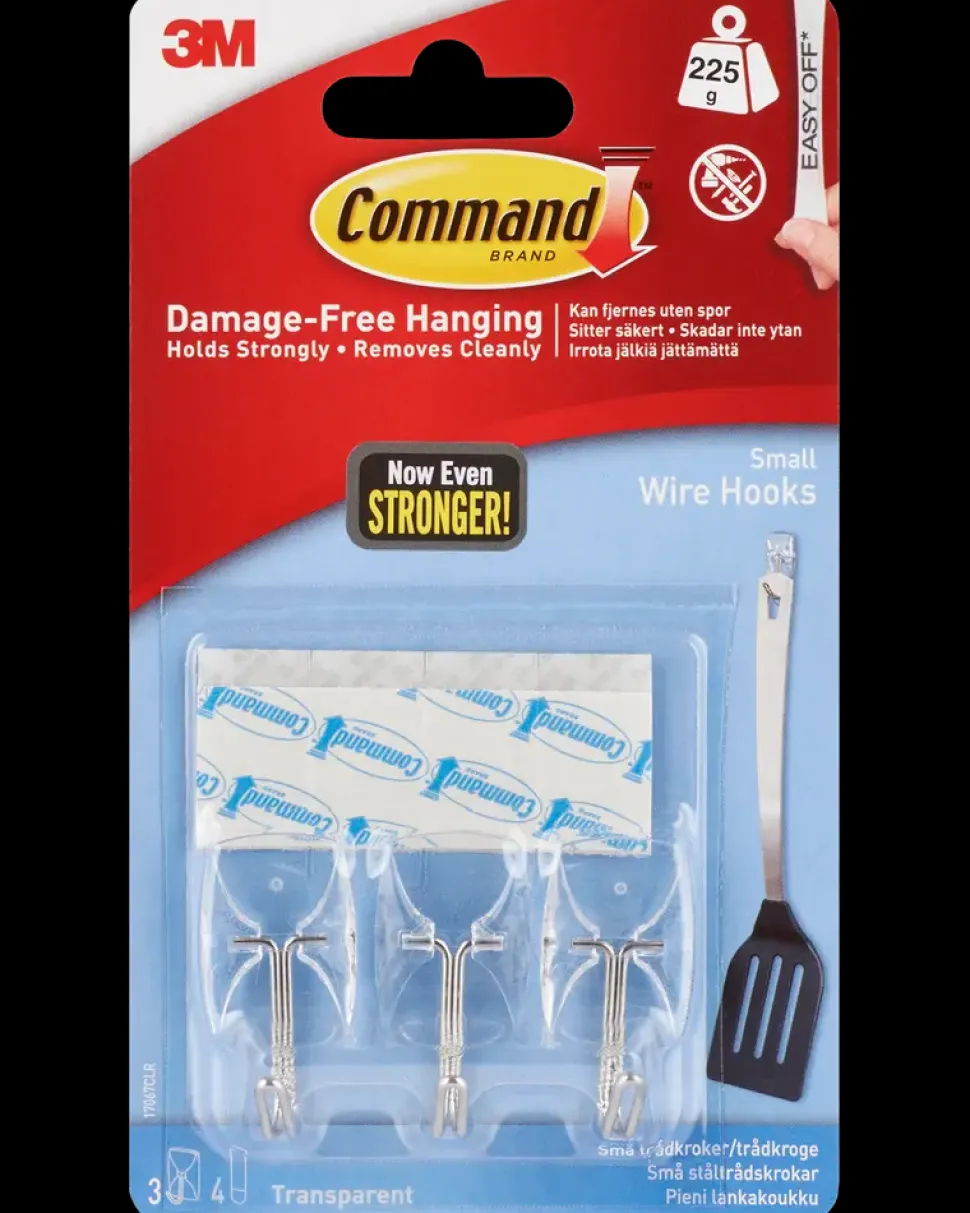 Command™ Trådkroge med Strips - Transparent Små