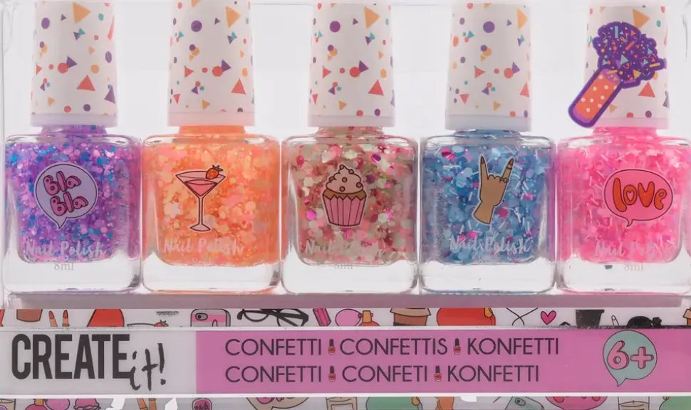 CREATEit Neglelak med konfetti 5 x 8 ml