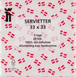 Dannebrog servietter 20-pak assorterede varianter