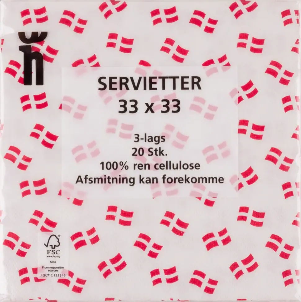 Dannebrog servietter 20-pak assorterede varianter