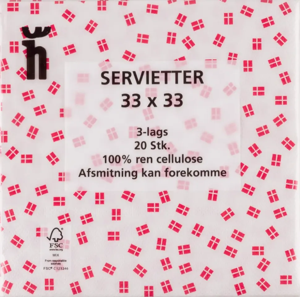 Dannebrog servietter 20-pak assorterede varianter