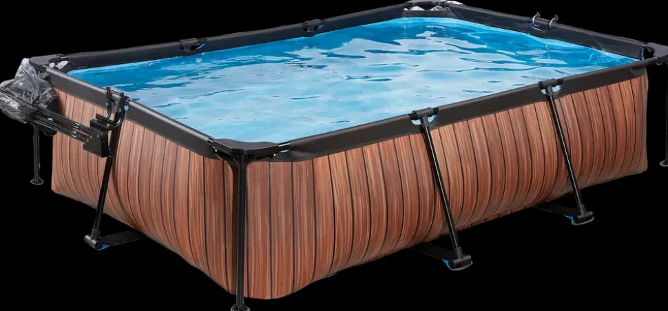 EXIT TOYS Pool 300x200 cm med pumpe og skærm - brun