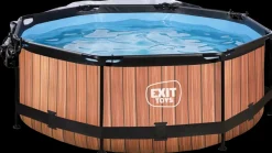 EXIT TOYS Pool Ø244x76 cm med pumpe og skærm - brun