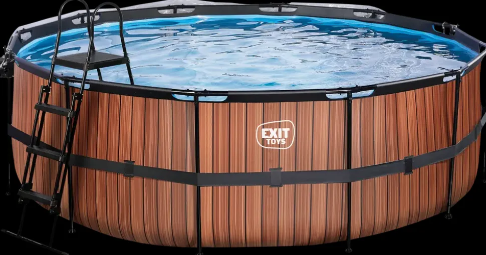 EXIT TOYS Pool Ø427x122cm med pumpe og skærm - Brun