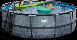 EXIT TOYS Pool Ø427x122cm med pumpe og skærm - Grå