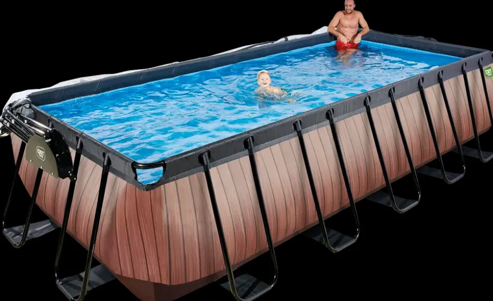 EXIT TOYS Pool 540x250x122cm med pumpe og skærm - Brun