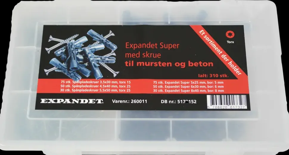 EXPANDET Rawplugs og skruer 310 dele