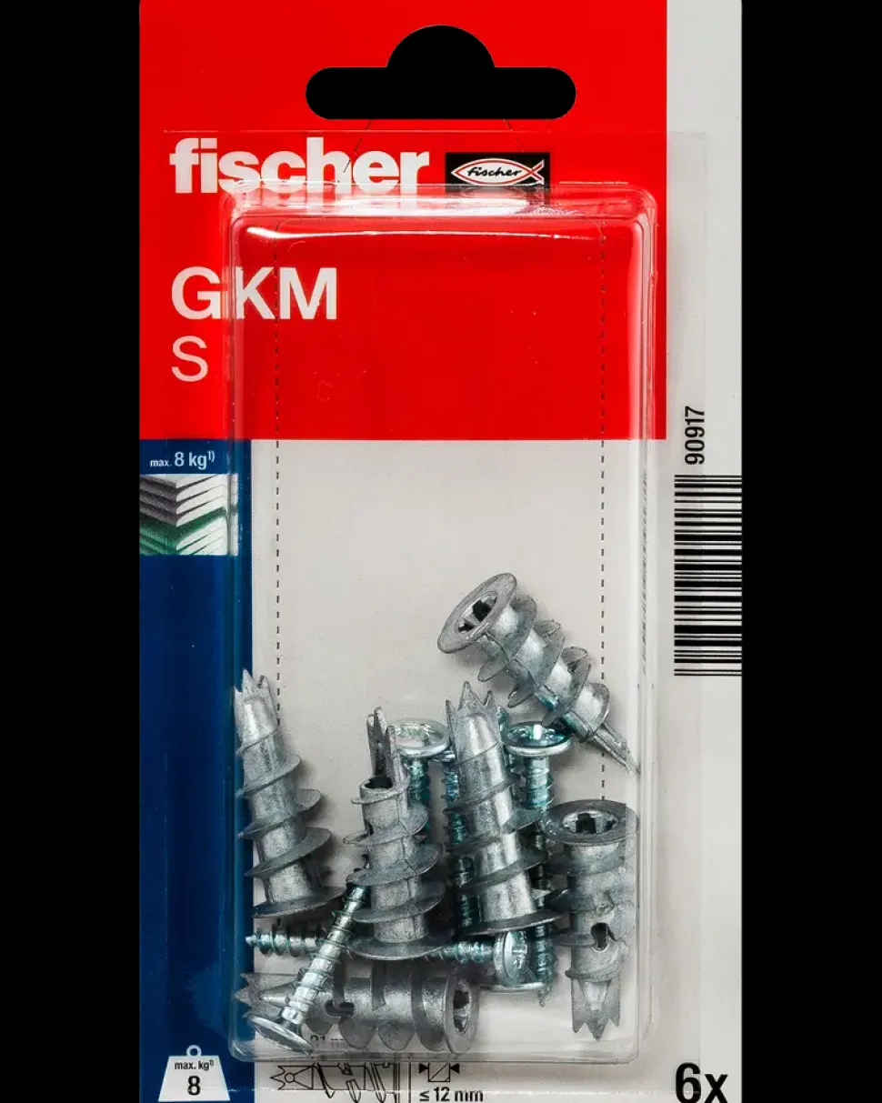 Fischer Gipsplug metal m. skrue GKM S 6 stk.