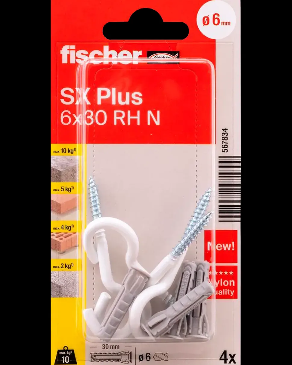 Fischer Krogdyvel SX Plus 6 x 30 mm hvid 4 stk.
