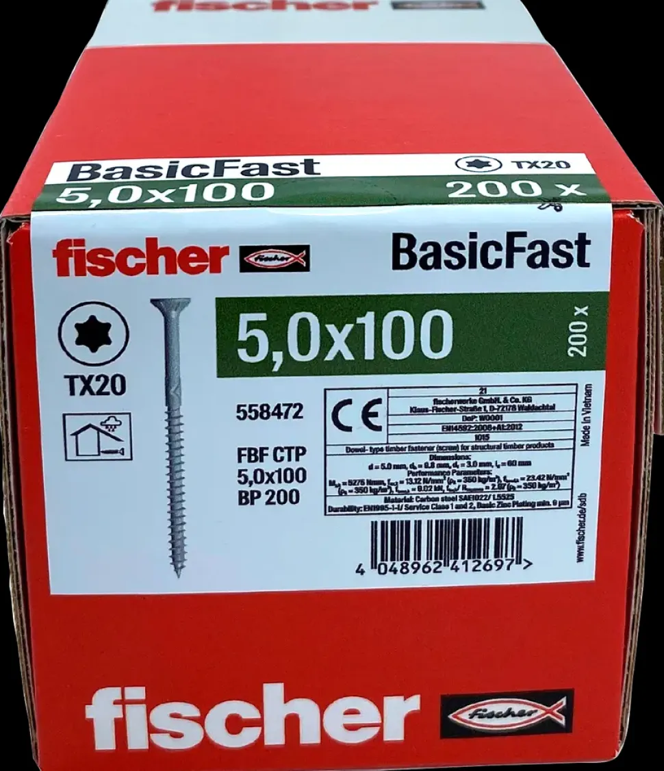 fischer Spånskrue 5 x 100 mm TX20 200 stk.