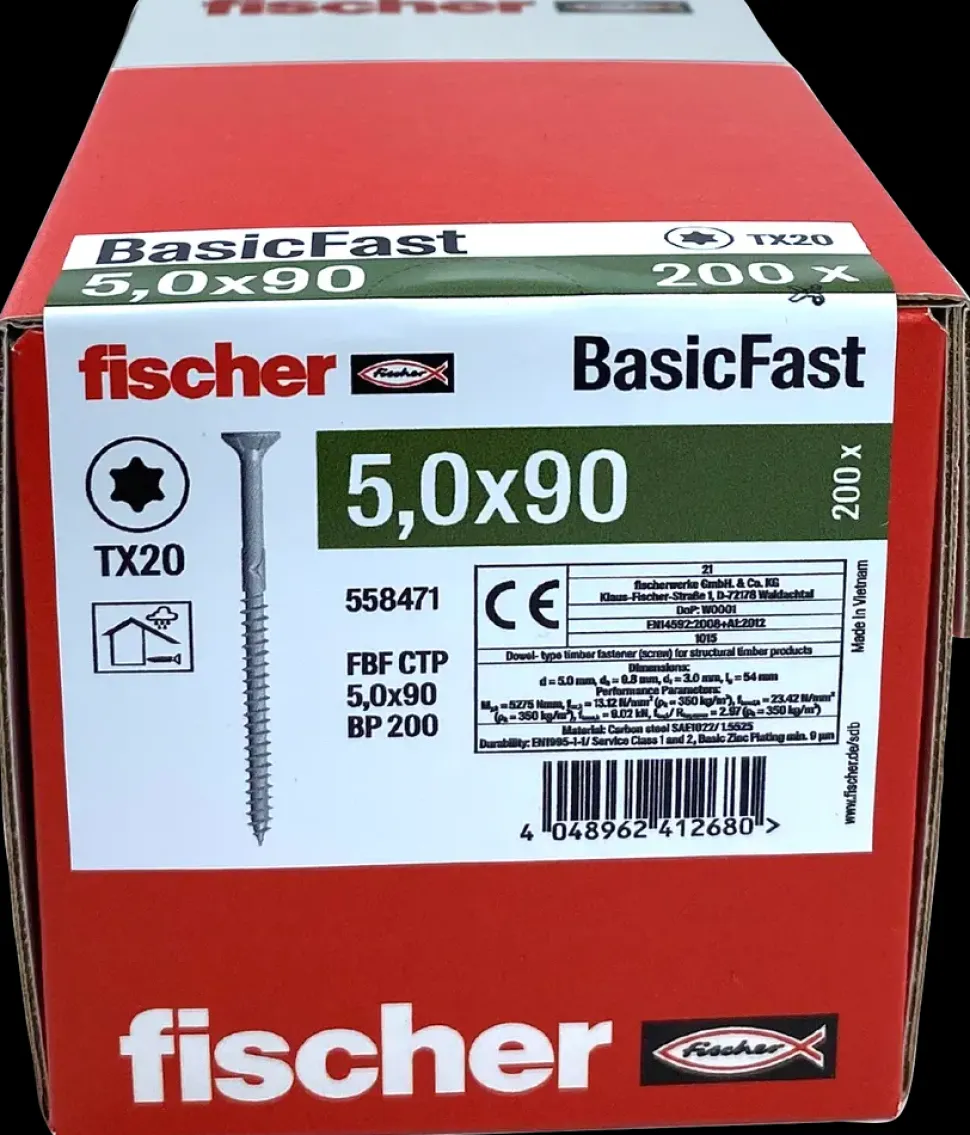 fischer Spånskrue 5 x 90 mm TX20 200 stk.