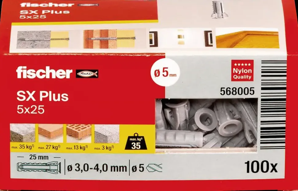 Fischer Uni plug SX plus 5 x 25 mm 100 stk.