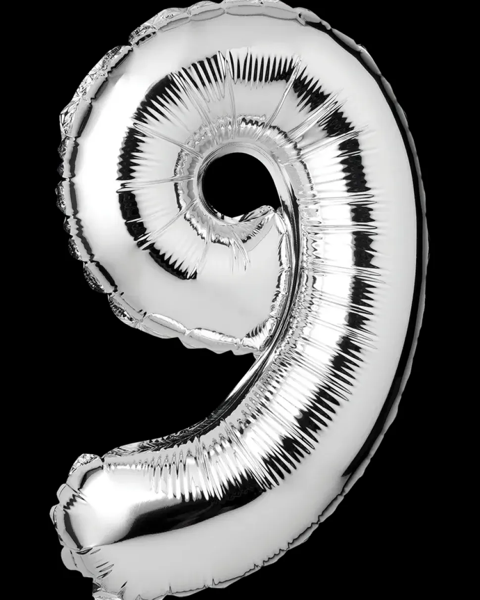 Folieballon H. 35 cm sølv - nr. 9
