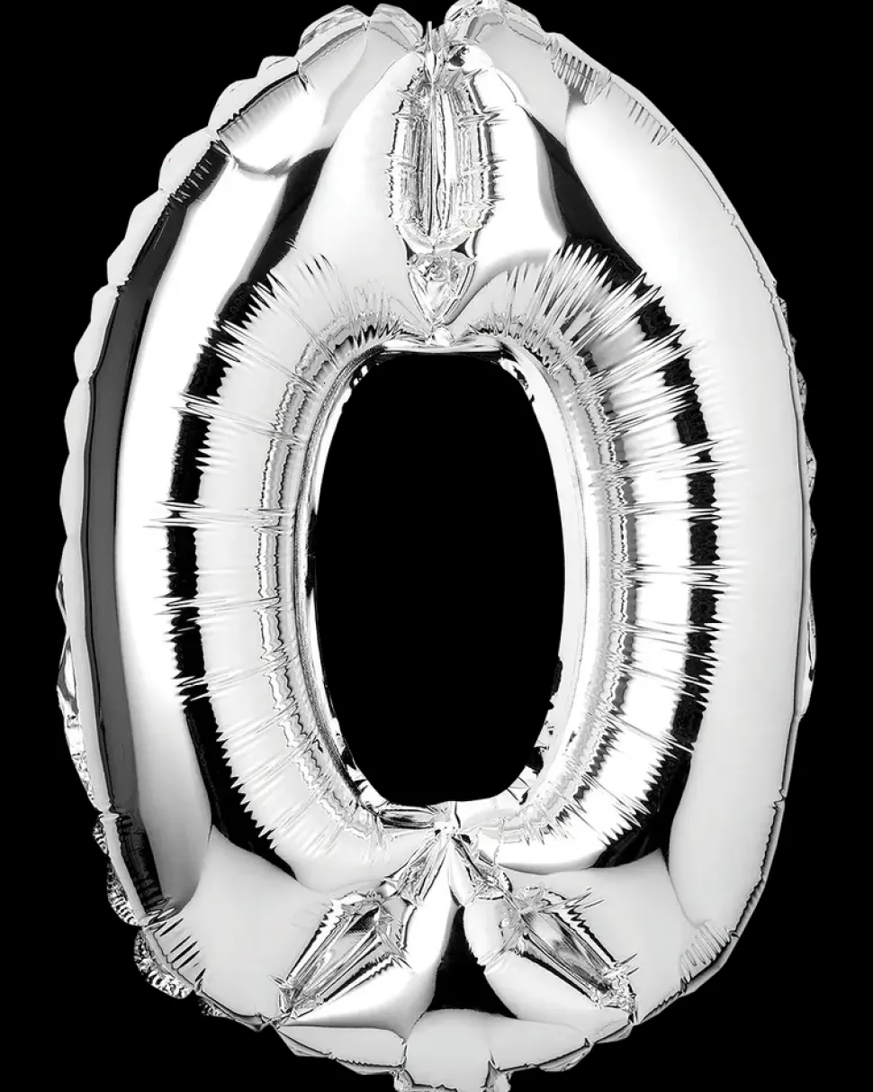 Folieballon H. 35 cm sølv - nr. 0
