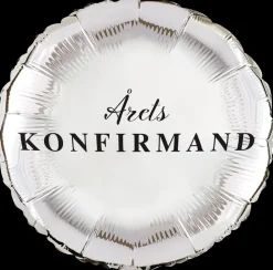 Folieballon konfirmand - rund hvid