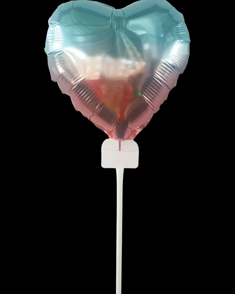 Folieballon mini med pind - Hjerte