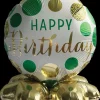 Folieballon på fod Ø35 - "Happy birthday" Grøn