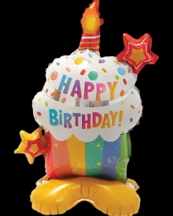 Folieballon på fod 40 cm - "Happy birthday" Muffin