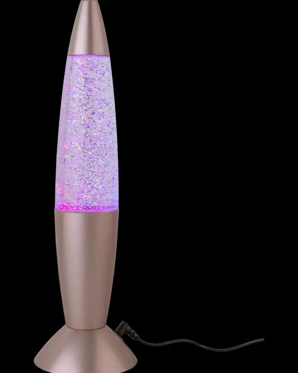 Glitterlampe med farveskift H. 35 cm