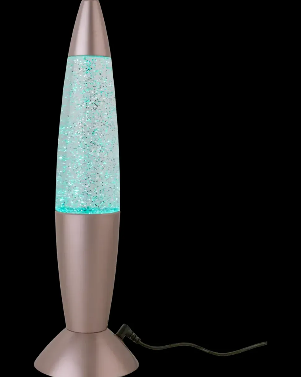 Glitterlampe med farveskift H. 35 cm