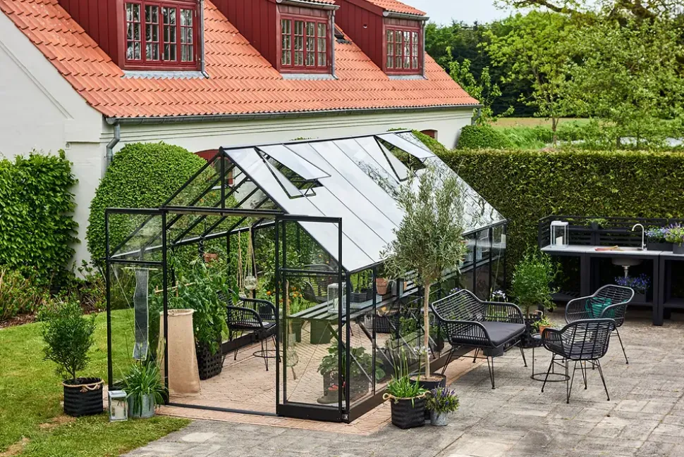 Halls Drivhus Qube+ 816 + hærdet glas - sort
