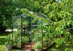 Halls Drivhus Qube 68 + hærdet glas - sort