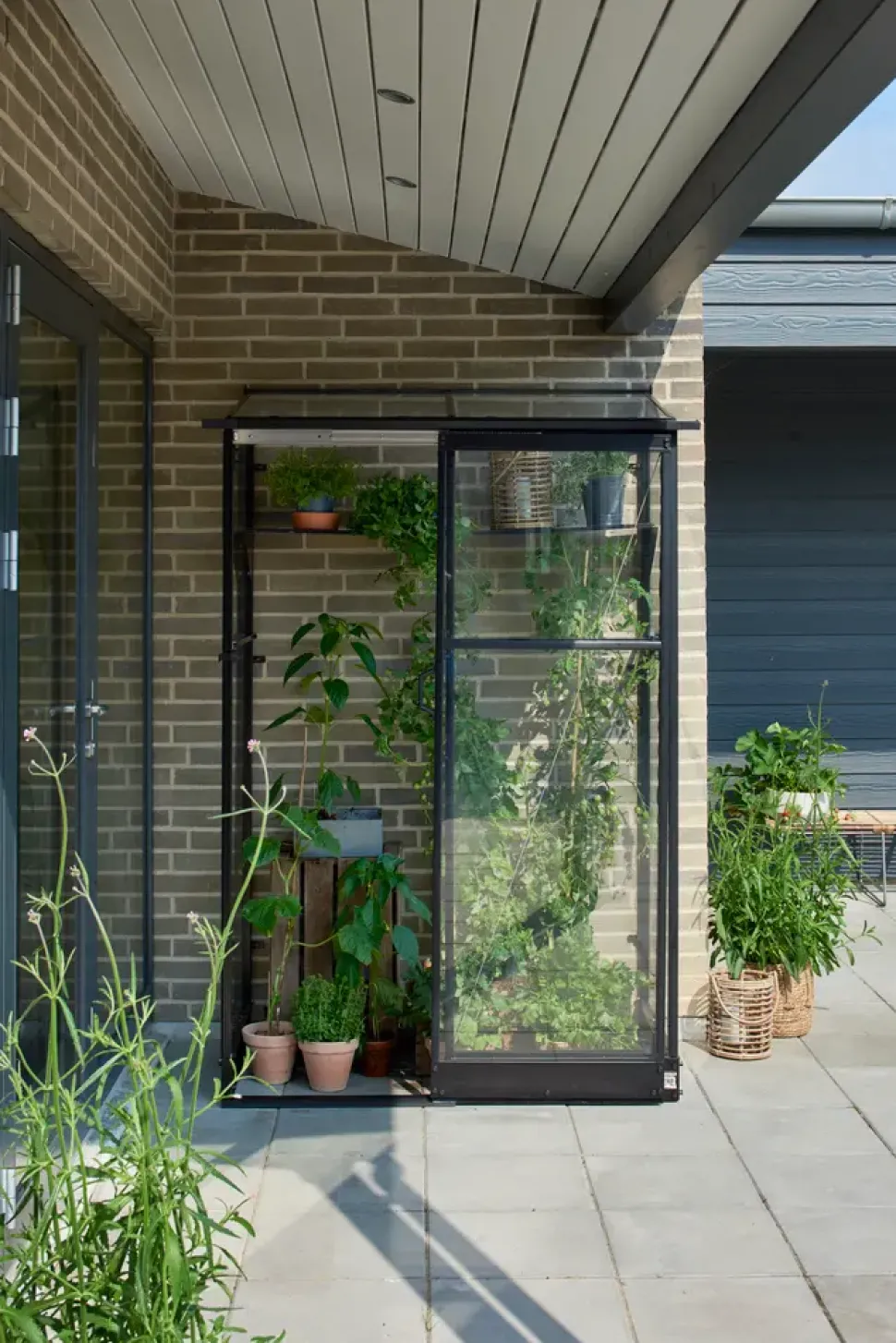 Halls Drivhus Qube Lean-to 24 hærdet glas - sort
