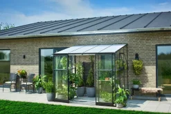Halls Drivhus Qube Lean-to 68 hærdet glas - sort