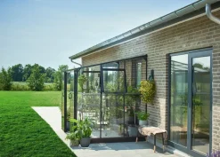 Halls Drivhus Qube Lean-to 68 hærdet glas - sort