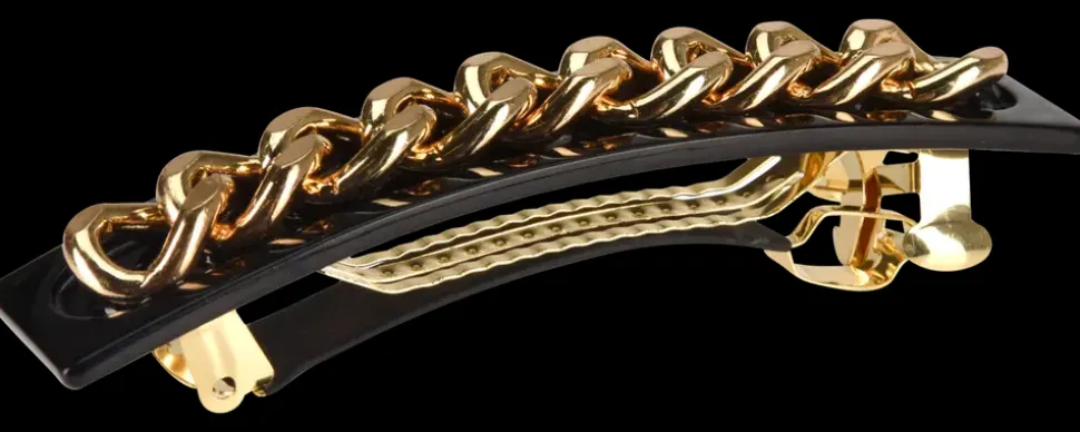 Hårspænde guld/sort 9 cm
