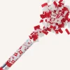 Konfettikanon 30 cm rød/hvid + flag
