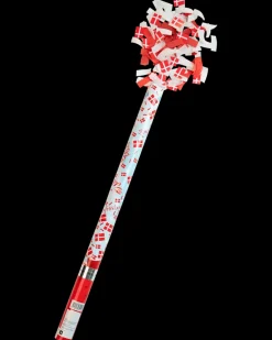 Konfettikanon 78 cm rød/hvid + flag