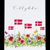 Kort 11 x 17 cm - Blomster og flag
