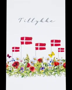 Kort 11 x 17 cm - Blomster og flag