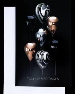 Kort med kuvert 11 x 17 cm - balloner i sort