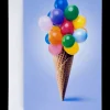Kort med kuvert 11 x 17 cm - vaffel med ballon