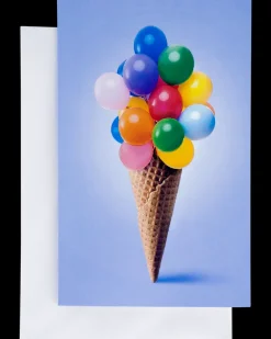 Kort med kuvert 11 x 17 cm - vaffel med ballon