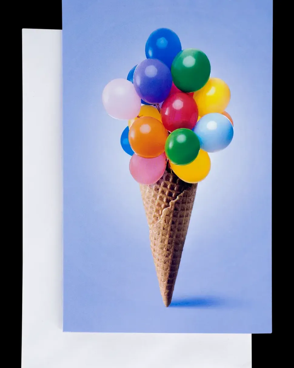 Kort med kuvert 11 x 17 cm - vaffel med ballon