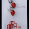 Kort med kuvert 11x17 cm - balloner og gaver