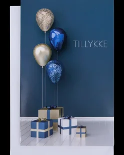 Kort med kuvert 11x17 cm - balloner og gaver